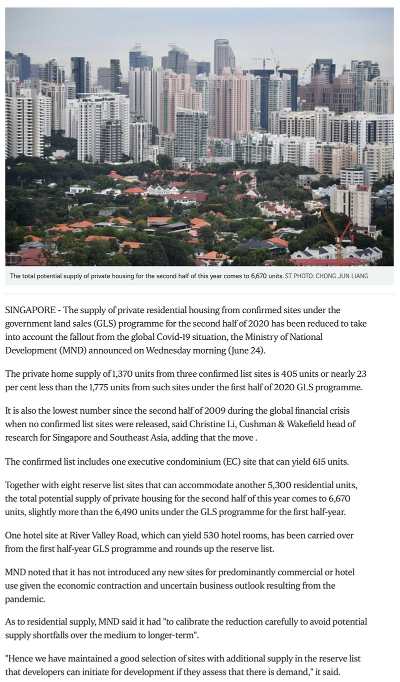 Govt cuts private housing supply from confirmed land sale sites due to Covid-19 fallout -1