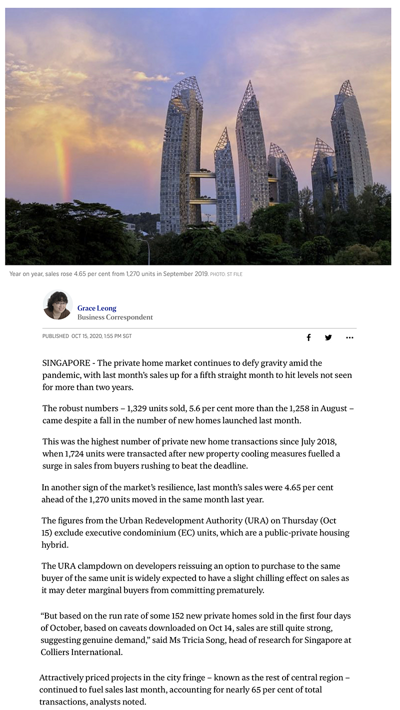 New private home sales hit over 2-year high in September: URA data 1